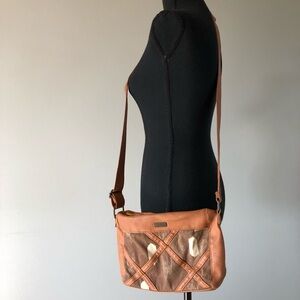 Women’s Roxy Brown Canvas and Faux Leather Crossbody purse
